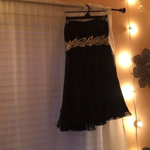 Strapless Black La Femme prom dress